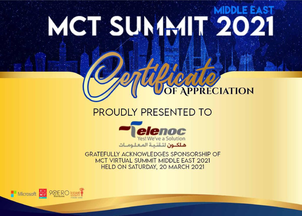Telenoc Certificates of Appreciate